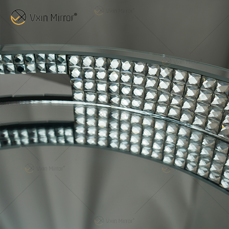 Elegant Decor Beads WXMT-017 Modern Crystal Silver Mirrored Bandeja redonda