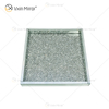 Venta caliente WXMT-019 Modern HomeDecor Bandejas cuadradas de espejo de vidrio de diamante triturado de plata