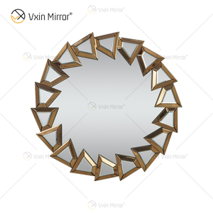 Dos colores WXM-1145 Decoración de pared Espejo colgante de pared de vidrio marrón plateado