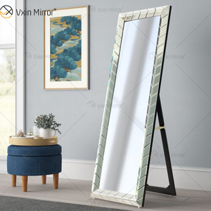 Espejo de suelo rectangular inclinado para colgar de pie, espejo de cuerpo completo moderno 3D, espejo de tocador montado en la pared para dormitorio