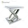 WXWF-128 Decoración para el hogar Cristal Plata Muebles de vidrio Espejo Mesa auxiliar