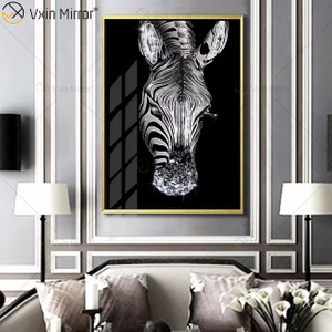Marco de aluminio de lujo, pintura de porcelana de cristal, fondo de sofá, pintura colgante de pared, espejo, arte de pared, decoración de sala de estar