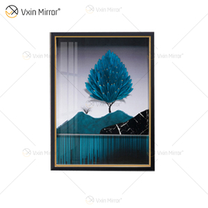 Estilo antiguo Vxin WXPA-003 árboles simples pintura enmarcada espejo pared arte pluma colgante imagen para sala de estar conjunto para la venta
