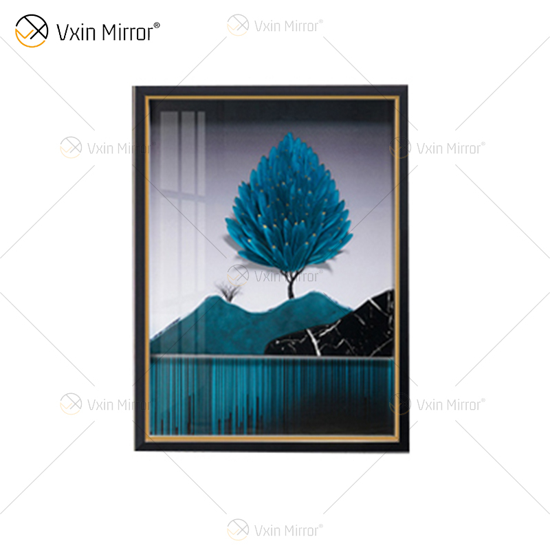 Estilo antiguo Vxin WXPA-003 árboles simples pintura enmarcada espejo pared arte pluma colgante imagen para sala de estar conjunto para la venta
