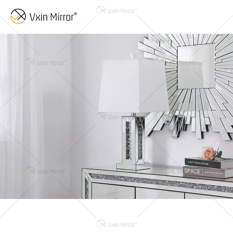 Vxin WXTL-142 Lámpara de espejo de mesa LED de cristal plateado elegante Luz LED de 3 colores para dormitorio