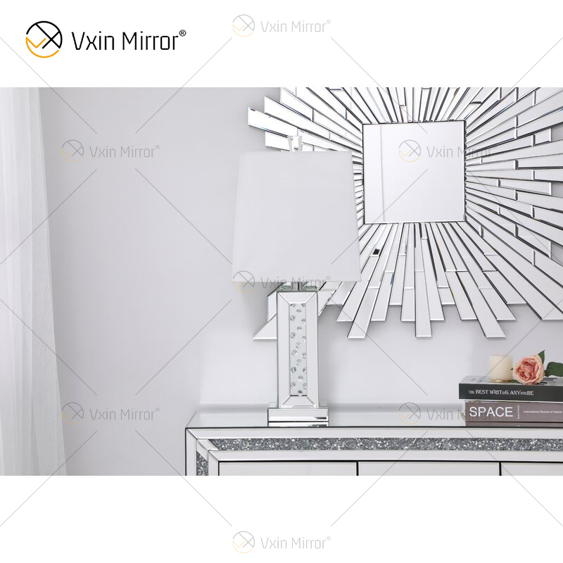 Vxin WXTL-142 Lámpara de espejo de mesa LED de cristal plateado elegante Luz LED de 3 colores para dormitorio