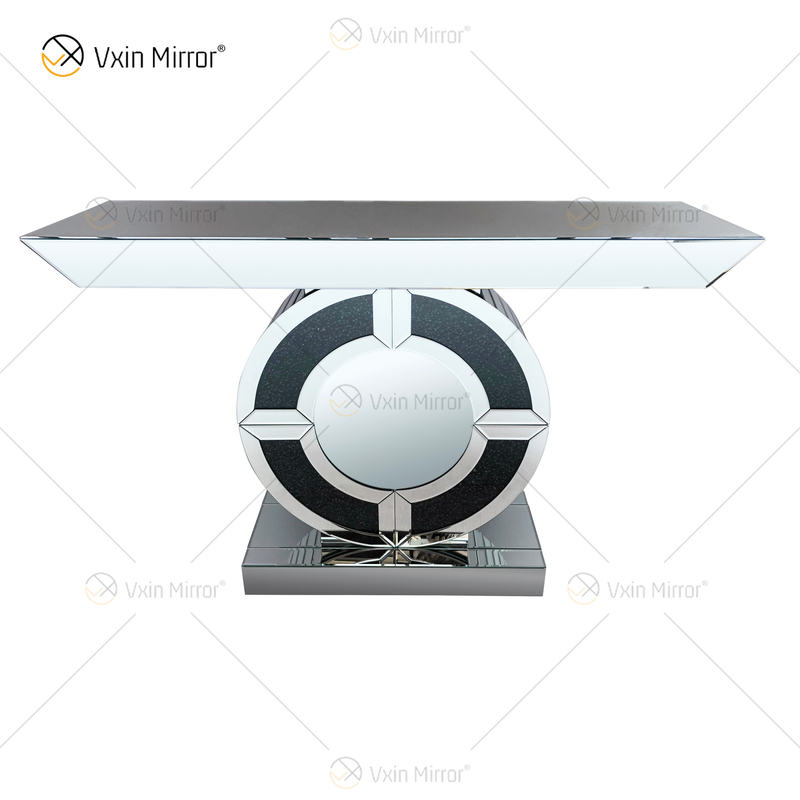 Home Decor WXWF-533 Negro Lujo Diamante triturado Espejo Consola Mesa Salón Muebles