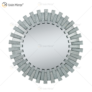 WXM-1138 de alta calidad, decoración de pared, pantalla de diamante, espejo colgante de pared de cristal 3D plateado