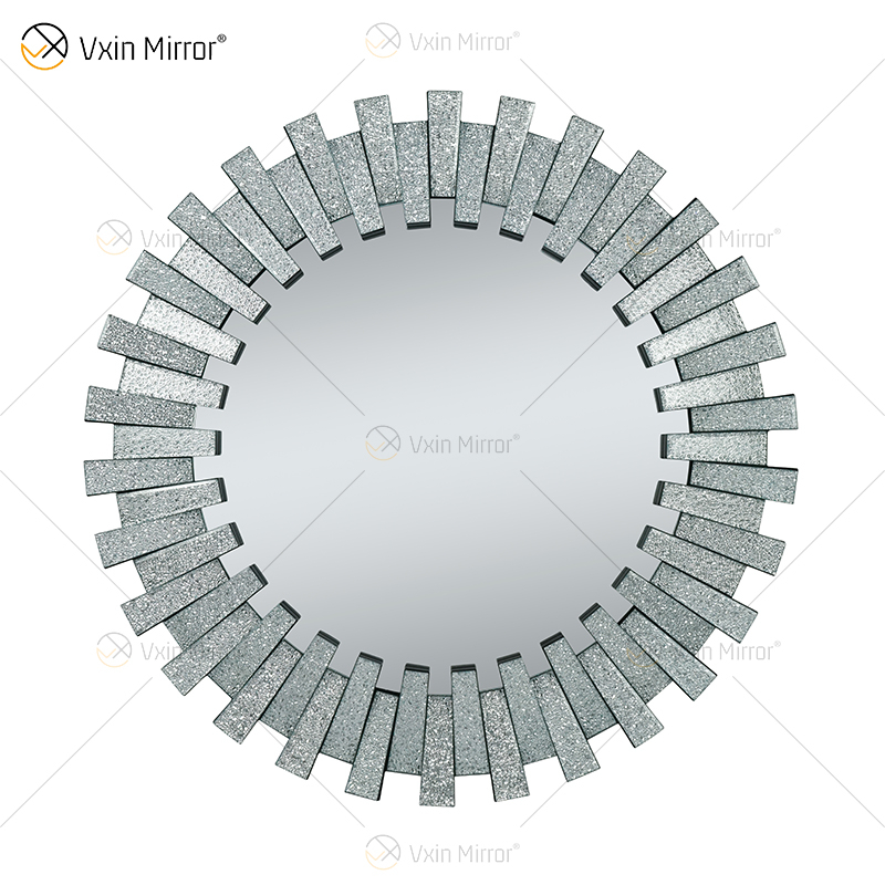 WXM-1138 de alta calidad, decoración de pared, pantalla de diamante, espejo colgante de pared de cristal 3D plateado