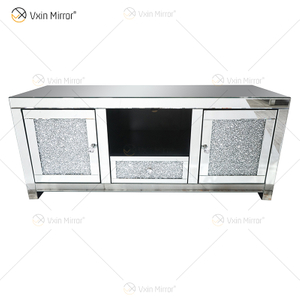China Supply Modern European WXF-097-1 Crush Diamond Silver Crystal Tv Stand Furniture