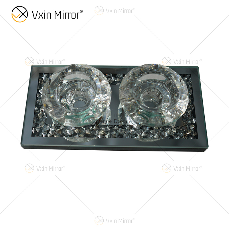 Candelabro de diamante triturado de cristal plateado WXCH-002 elegante moderno con nombre personalizable