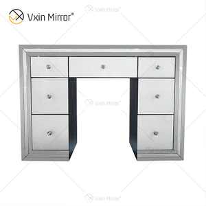 Gran oferta elegante WXF-792 blanco con marco plateado tocador de esquina con espejo cómoda