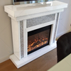 Chimenea de espejo de cristal blanco de cristal de diamante triturado para interiores de lujo en muebles de sala de estar WXWF-1108