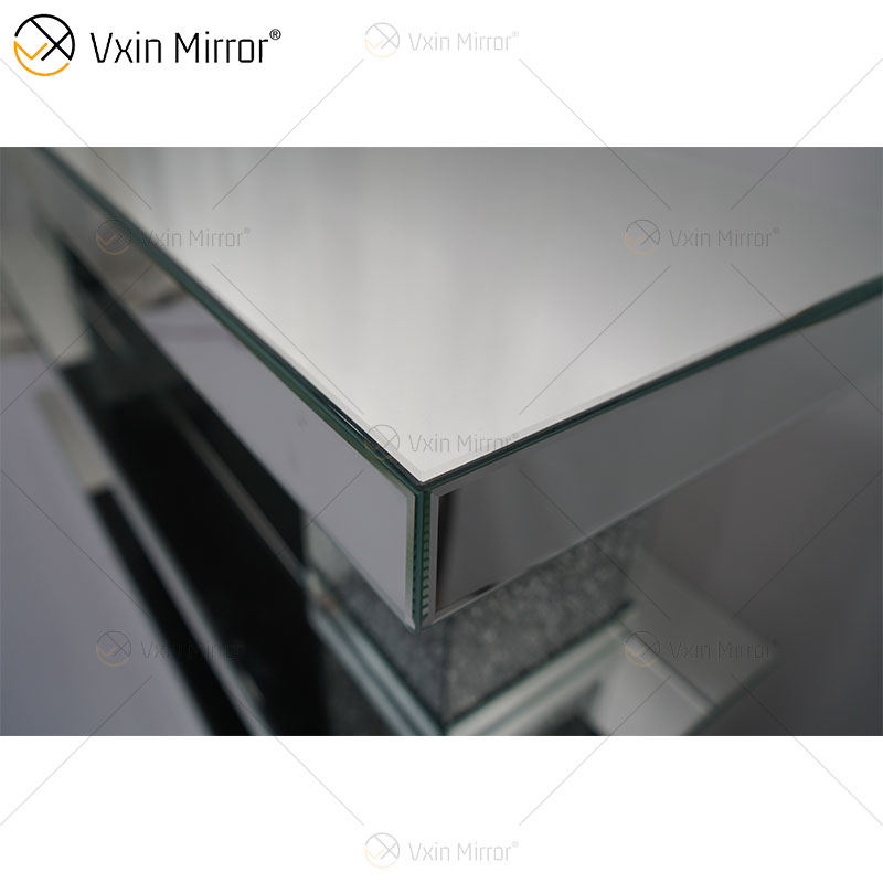 Muebles de lujo Diamond Silver Mirrored Glass Rectángulo Mesa de centro