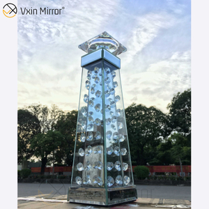 Venta al por mayor de fábrica Vxin Mirror WXCH-07 Portavelas de cristal de madera