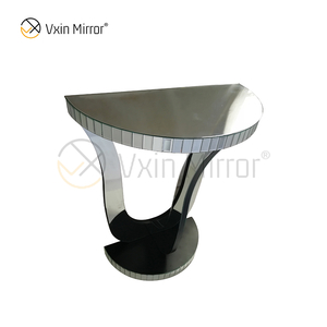 Venta caliente Vxin Mirror WXF-2119 Mesa auxiliar espejada medio ovalada elegante a cuadros