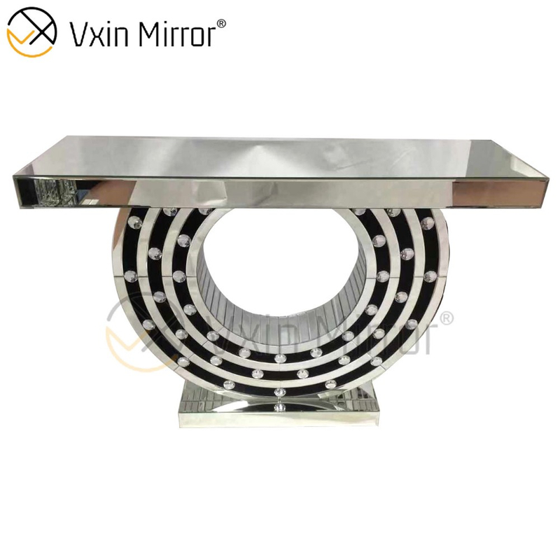 Mesa de consola CC de cristal plateado con muebles populares elegantes Vxin más populares con juegos de espejos