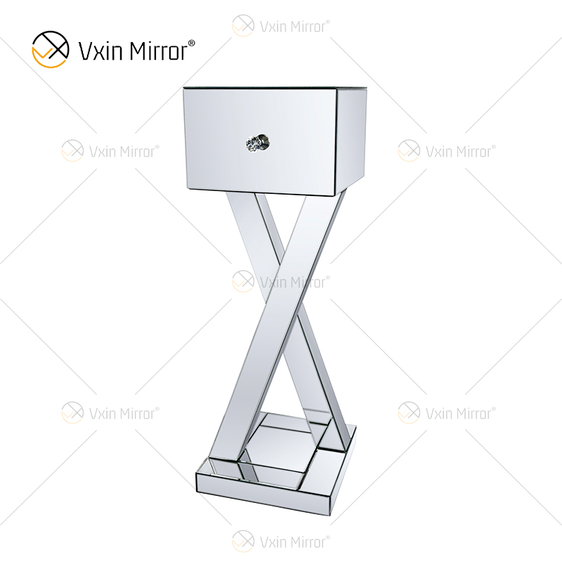End Table Decor WXF-980 Modern Silver Crystal Mirrored Mesa auxiliar con cajón