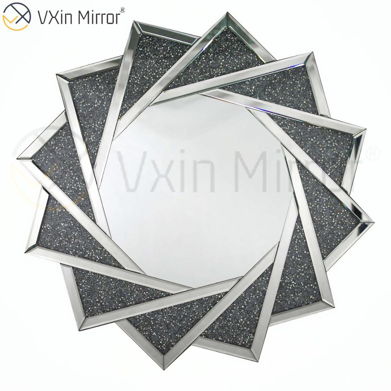 Venta caliente VXin WXM-1779 Espejo colgante de pared de diamante triturado de plata de cristal moderno