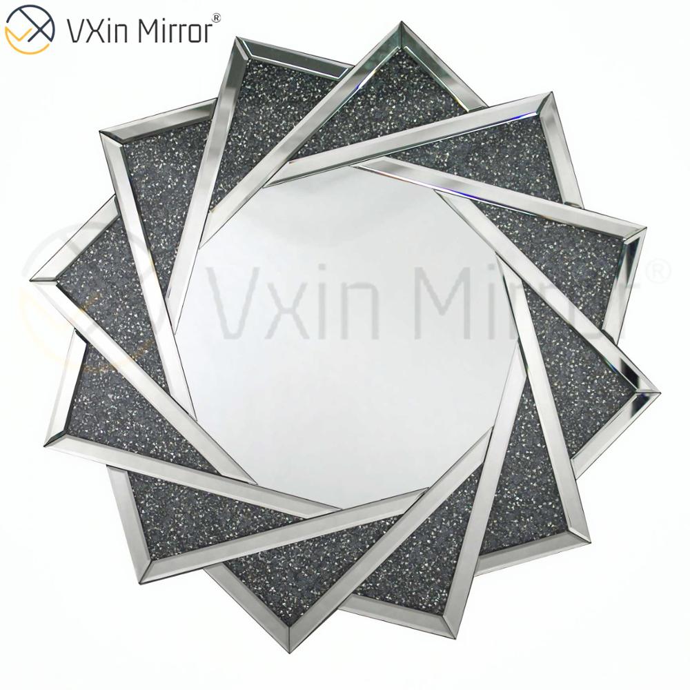 Venta caliente VXin WXM-1779 Espejo colgante de pared de diamante triturado de plata de cristal moderno