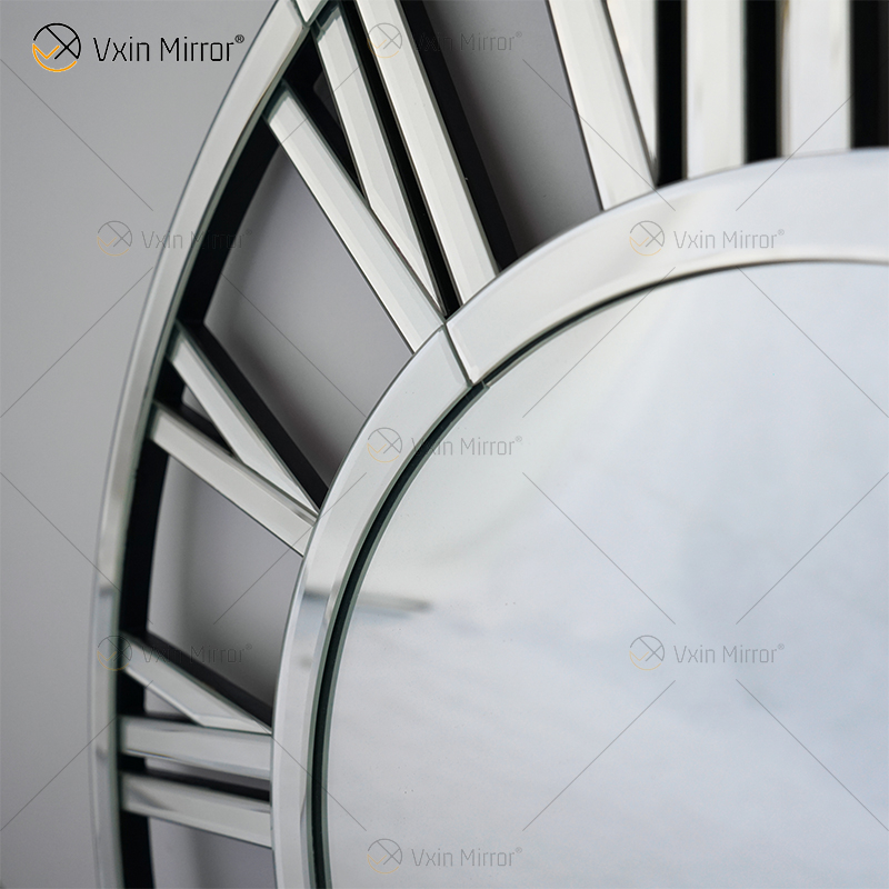 Venta caliente WXMC-04 pared moderna decorativa elegante diseño de números romanos reloj de espejo de pared de plata y oro