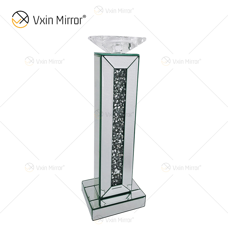 Nombre personalizable Moderno Elegante WXP-002 Plata Diamante triturado Mirrorr Portavelas