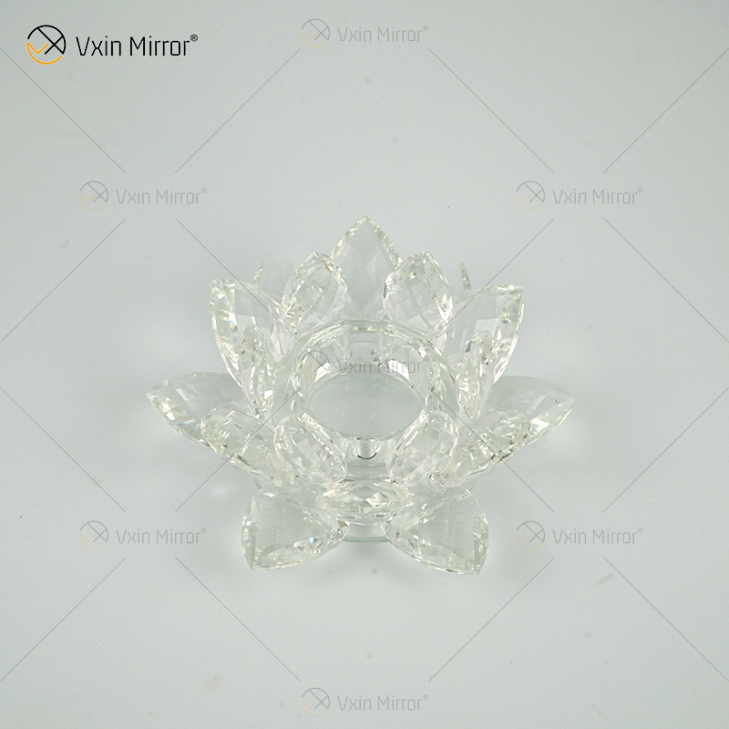Fuente de fábrica Vxin Mirror Flower VX-07 Candelabro de plata Lotus Crystal Candle Holder