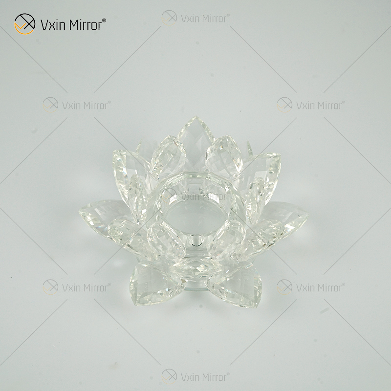 Fuente de fábrica Vxin Mirror Flower VX-07 Candelabro de plata Lotus Crystal Candle Holder
