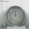 Reloj de pared con espejo redondo de diamante triturado WXMC-010 de plata moderna de gran oferta