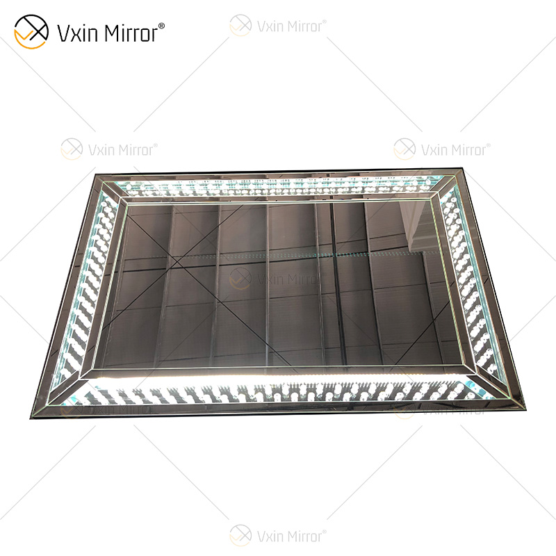 WXM-1176&WXF-2139 Conjunto de muebles LED Cuentas octogonales Espejo de maquillaje simple a la moda Gabinete con espejo 6 cajones