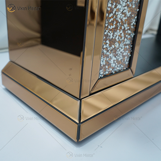 WXWF-020 multicolor de lujo, plata, diamante triturado, cristal blanco, espejo para sala de estar, chimenea interior