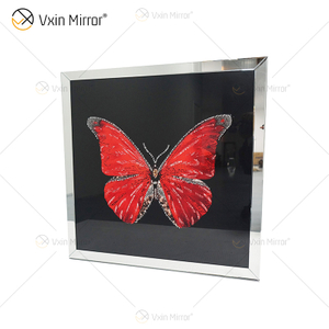 Vxin WXMA-58, pintura de porcelana de cristal, marco cubierto de mariposa de resina, espejo decorativo, arte de pared