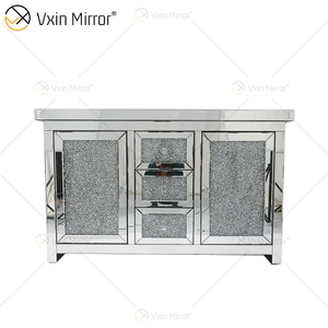 7 cajones WXF-146 Mueble de sala de estar con espejo de plata con cajones Muti
