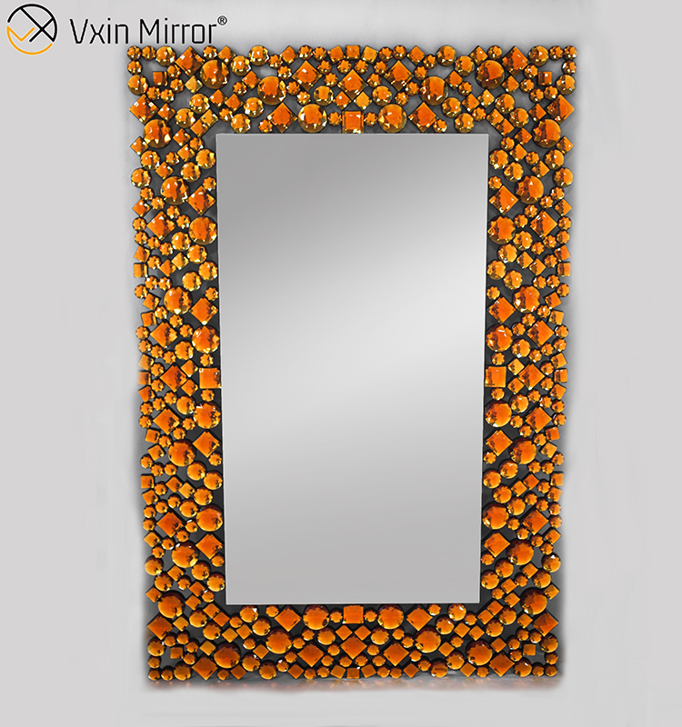 Espejo de pared de cristal grande plateado de calidad superior marrón plateado 2 colores decoración de pared WXM-1051