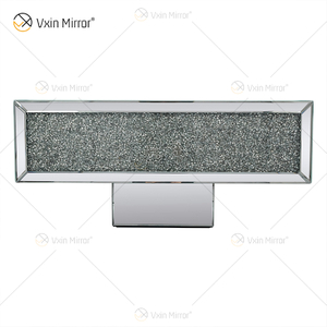 Mesa personalizada WXF-141 Mesa de centro de espejo de plata hecha en casa con diamante triturado