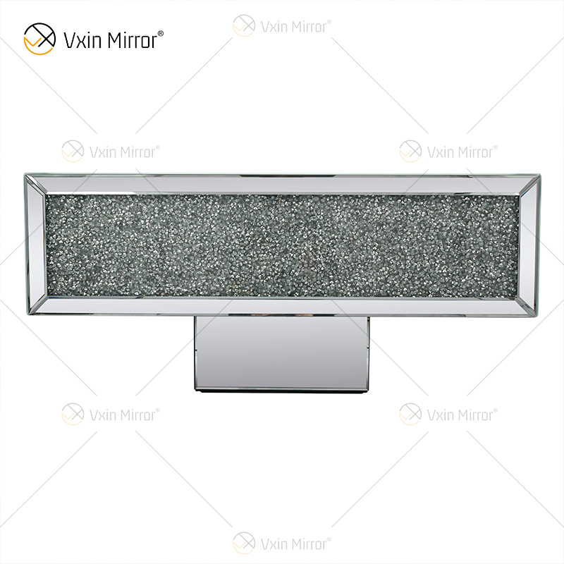 Mesa personalizada WXF-141 Mesa de centro de espejo de plata hecha en casa con diamante triturado