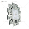 Venta al por mayor WXMC-082 reloj espejado diamante triturado plata decoración de pared elegante reloj de espejo redondo de lujo