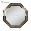 Espejo plateado octogonal de diamante aplastado de cristal para decoración de pared marco colgante de pared menos espejo decoración de diamantes WXM-1780