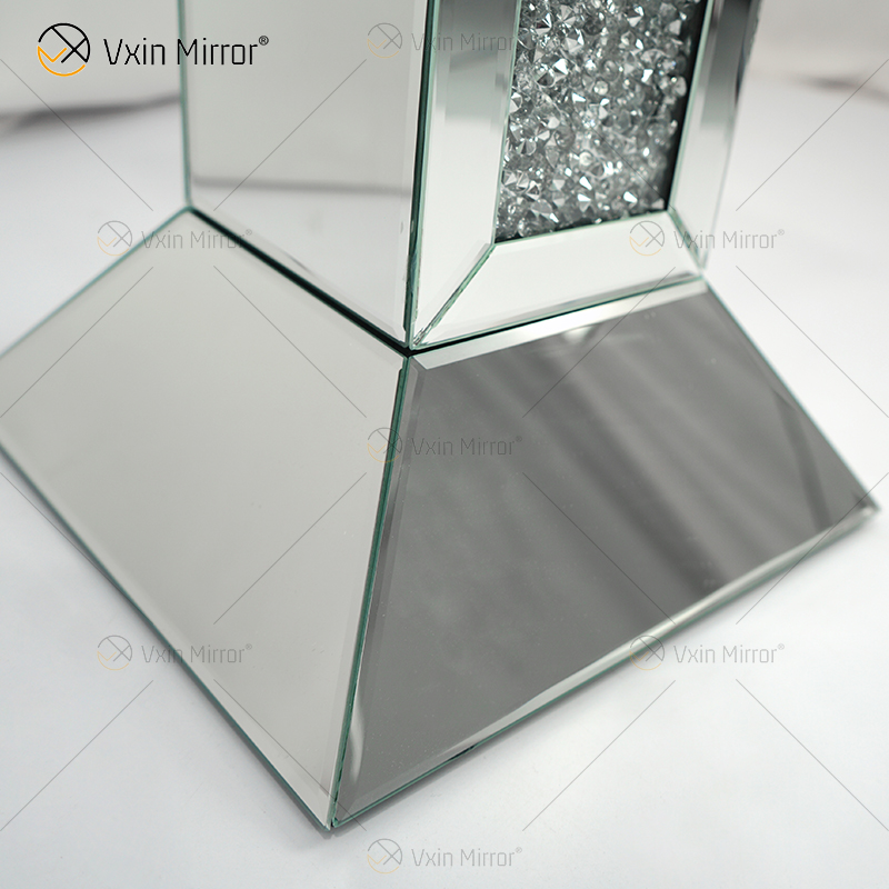 Nuevo diseño Vxin WXF-722 decoración del hogar mesa auxiliar de diamantes triturados mesa auxiliar de muebles de espejo plateado