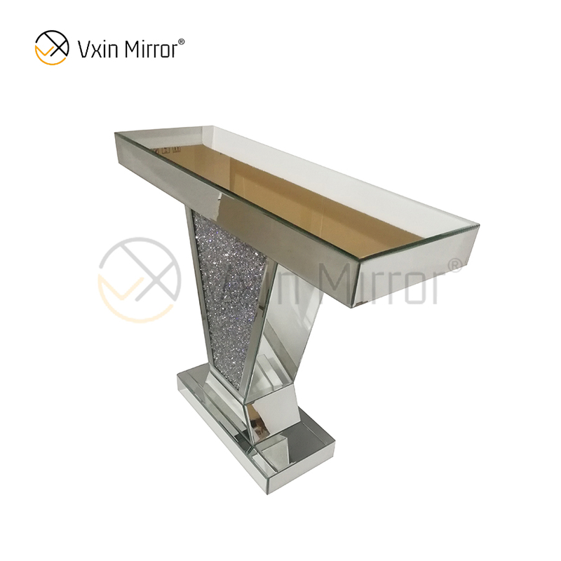 Venta directa de fábrica WXF-119 Muebles decorativos de plata modernos Crystal Diamond Mirrored Console Table