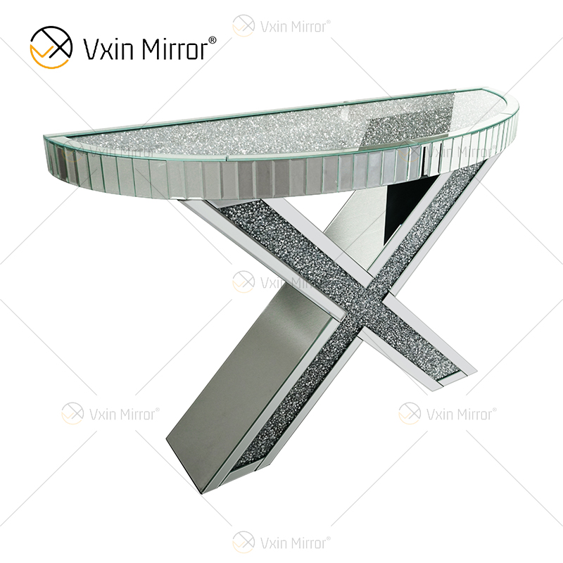 Fuente de fábrica Vxin Modern Home Decor Luxury Crush Diamond Mirrored Console Table con espejo