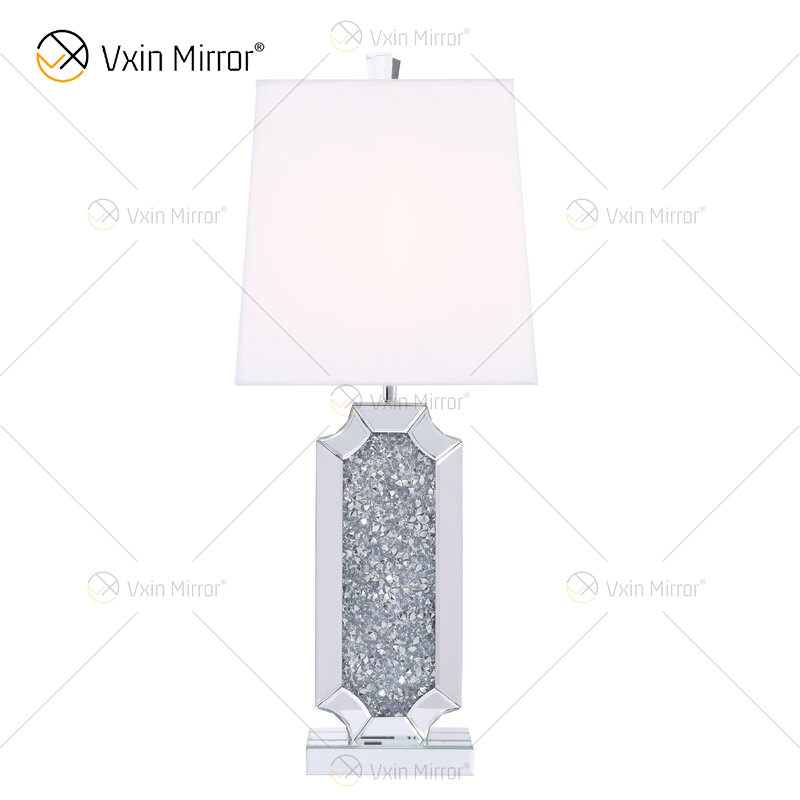 Vxin Supply WXTL-004 lámpara de espejo de mesa de cristal triturado de plata moderna para dormitorio