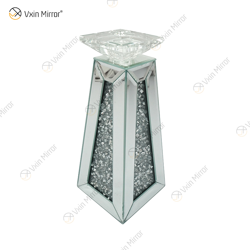 Nombre personalizable Moderno Elegante WXCH-064 Silver Crystal Mirrorr Portavelas para boda en casa