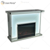 Nuevo diseño WXMF-096 LED plata vidrio esmerilado salón espejo chimenea con inserto interior