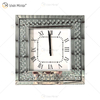 Barato WXMC-003 reloj espejo moderno reloj de pared de espejo de diamante machacado decorativo plateado