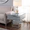 Vxin WXF-158-1 Mesa auxiliar de vidrio templado con espejo plateado y mesa auxiliar de diamante triturado 3D