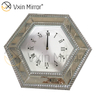 Paquete anti caída Vxin WXMC-008 Reloj de pared con espejo de cristal plateado moderno