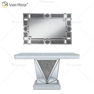 Vxin Mirror RTS Silver Luxury Crystal Console Table con espejo Pasillo con cajón en muebles de sala de estar en stock