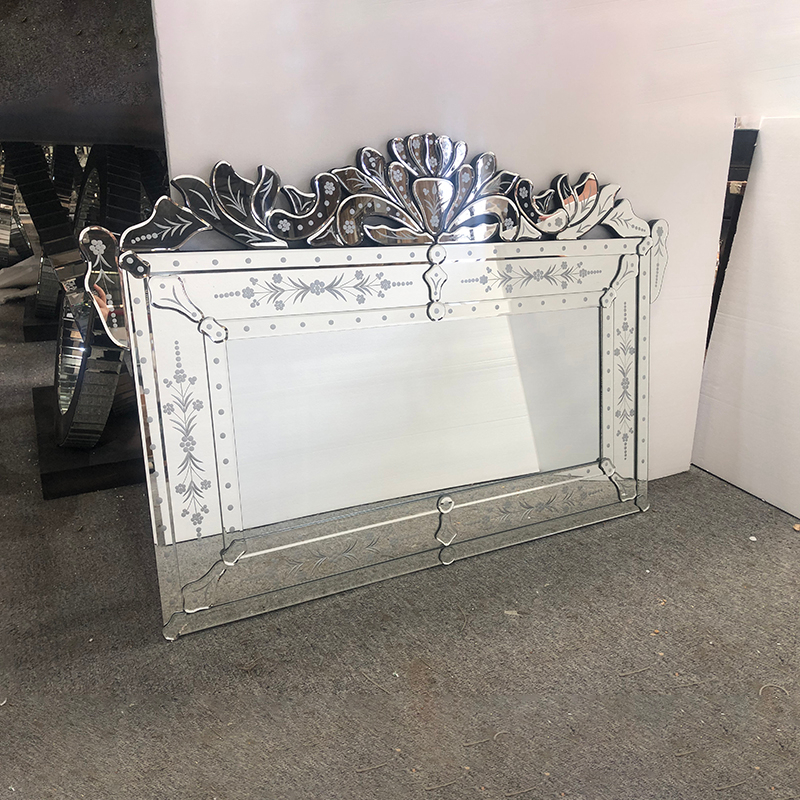 Venta al por mayor WXVM-047 Espejos de diseño veneciano moderno Espejo de pared plateado rectangular de pared