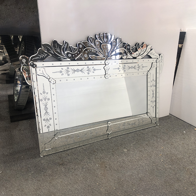 Venta al por mayor WXVM-047 Espejos de diseño veneciano moderno Espejo de pared plateado rectangular de pared
